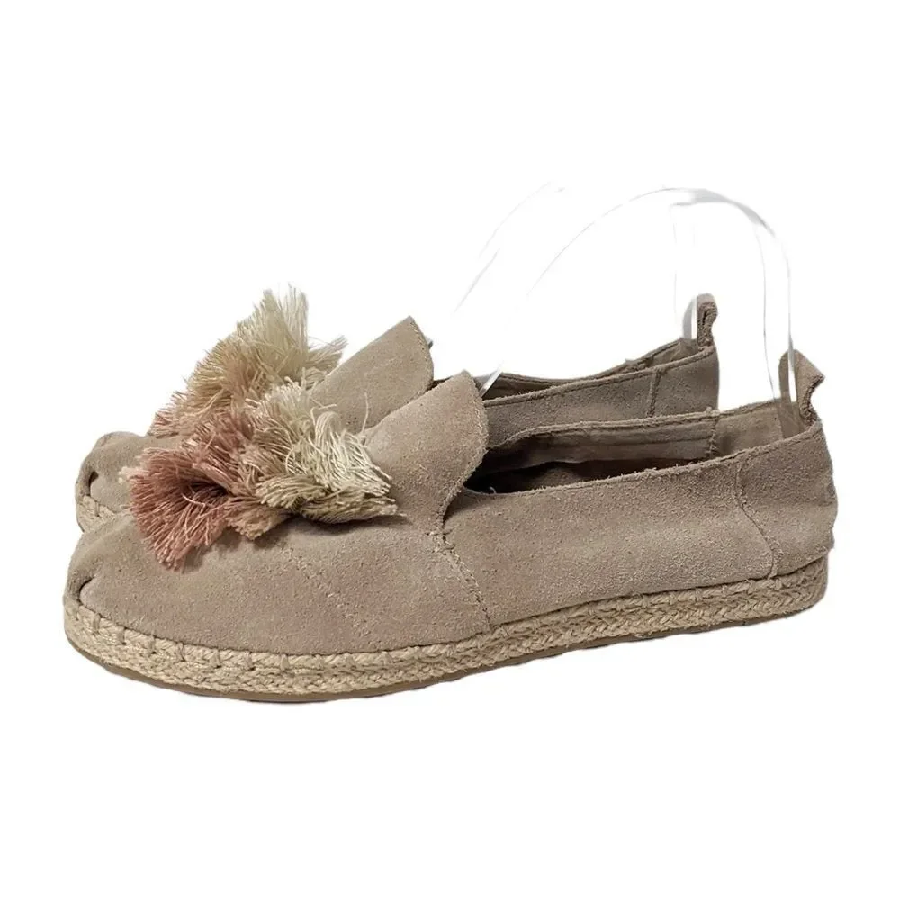 TOMS Alpargata Rope Tan Tassel Suede Espradrilles 8